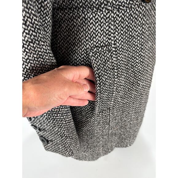 GUESS Los Angeles Wool Coat Double-Breasted Peacoat Houndstooth Plaid Jacket MED - Picture 4 of 9